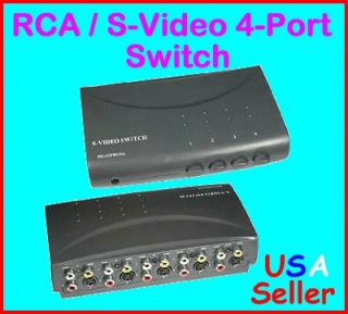 RCA S Video Video Audio 4 in 1 Out Manual Selector Switcher 4 Port Way 