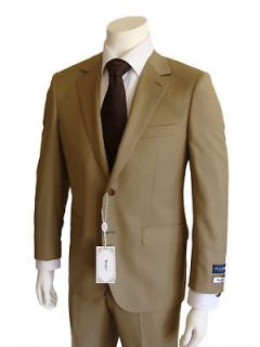 medici italy men wool suit solid 2 button beige 42l