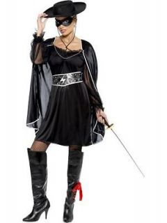 Ladies Villian Sexy Bandit Zorro Fancy Dress Party Costume Size 8 10