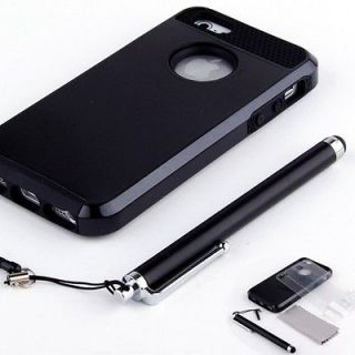 Pen+Black Rugged Rubber Matte Hard Case Cover FOR APPLE IPHONE 5 6TH 