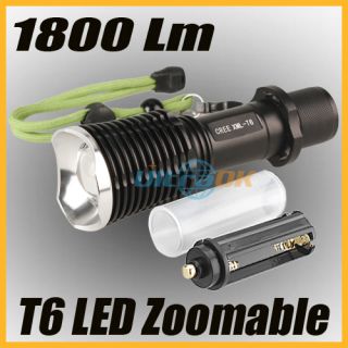 1800 Lumen CREE XM L T6 LED Adjustable Focus 5Mode Flashlight Torch 