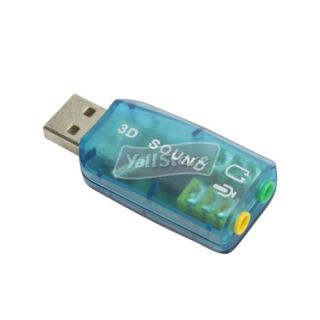 USB 2 0 Mic Speaker 5 1 Audio Sound Card Adapter Blue