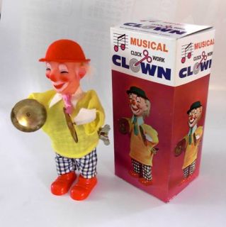 1980s Collectible Wind Up Toy Musical Clown with Plate