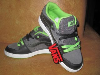 Boys Vans Athletic Sneakers Skate Skater Shoes Charcoal Black Neon 