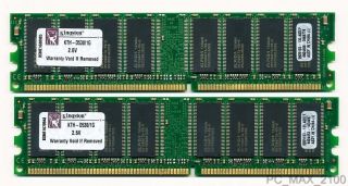 2GB (2x 1GB) DDR PC3200 400Mhz Desktop Memory Kingston KTH D530/1G