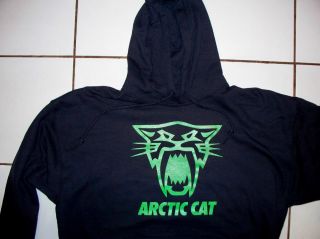 Arctic Cat Saber Cat Screen Printed Black Hooded Sweatshirt 9 3 oz 