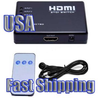 Port HDMI Audio Video Switch 1080P Splitter Remote Mouse over image 
