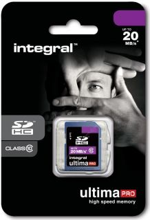 Brand New Integral UltimaPro 8GB Class 10 20MB/s* SDHC Memory Card for 