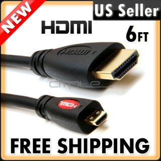 6ft New Premium HDMI Micro High Speed Cable 3D Cord Blu Ray HTC EVO 4G 