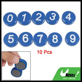White 0 9 Arbic Number Blue Round Button Magnet Sticker