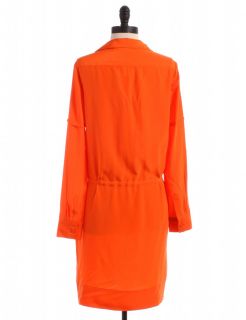 Diane Von Furstenberg Orange Silk Shirtdress Sz 4 Dress A Line