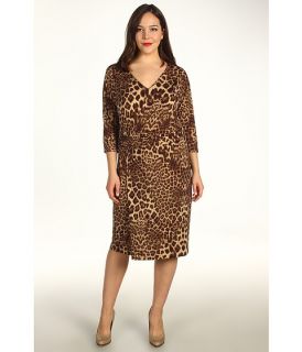 Anne Klein Plus Plus Size Leopard Print V Neck Dress $139.00 Gabriella 