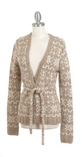 Saks Fifth Avenue Luxurious Cashmere Belted Cardigan Sweater Medium 