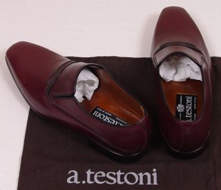 Testoni Shoes $750 Bordeaux Dark Seam Piping Handmade Loafer 7 40E 