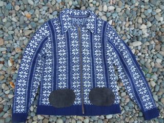   Snowflake Sweater Size Small Vintage RARE Abbot Brass Zipper