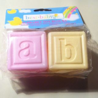 Best Baby Alphabet Toy Blocks 2 Pcs Yellow Pink Plastic 2 Non Toxic 