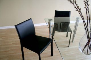 Crawford Black Leather Modern Dining Chairs Set of 2