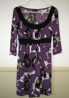 Womens AB Studio Purple 3 4 Sleeve Dress Size S