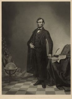 Abraham Lincoln Portrait President Proclamation Globe Cape Flag 13x19 
