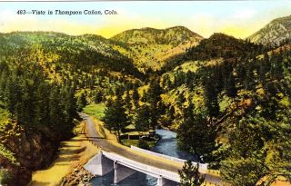 Vista in Thompson Canon Colorado Co Vtg Postcard Landscape