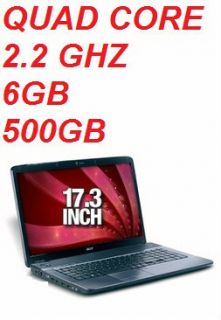 New Acer Aspire Quad Core 2 2GHz 6GB 500GB 17inch WebCam HDMI Laptop 