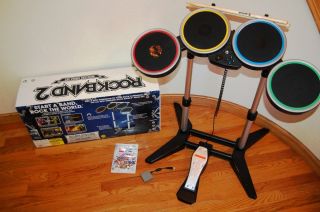 Nintendo Wii Rock Band 2 Wireless Drum Set in BOX, USB Dongle & Game 