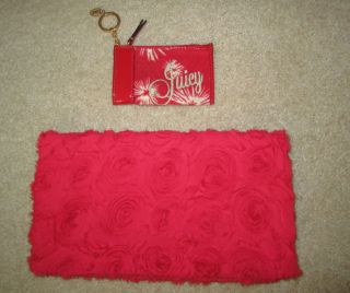 PC Lot Red H M Clutch Purse and Juicy Couture ID Keychain