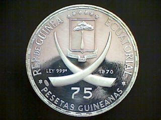 1970 ECUATORIAL GUINEA PROOF ABRAHAM LINCOLN COIN .999 FINE SILVER W 