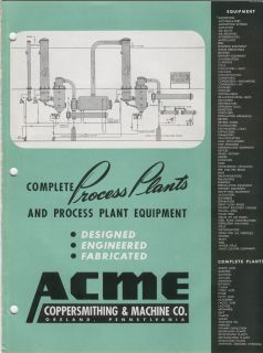 Acme Process Plant Equipment Vessel Dryer Heat Exchangers Catalog 