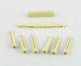 1set ivory color acoustic guitar pin set nut saddle