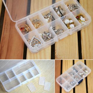 Plastic 10 Slot Jewelry Rings Display Holder Box Case Organizer 
