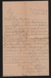   Childs Letter Northport NY   Harry Taylor to Olivia Ackerly 8/11/1906