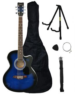 New Adult Crescent Blue Electric Acoustic Guitar Acc Stand