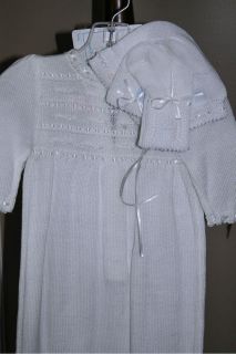 Nwot Sophie Dess cable knit Christening gown with booties and bonnet 