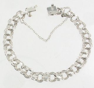 Vintage Sterling Silver MCC Double Link Charm Bracelet