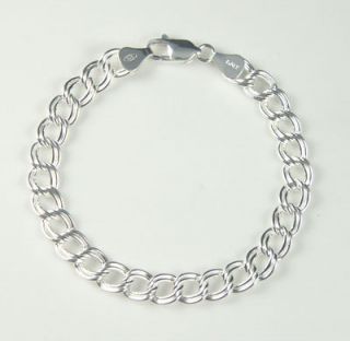 Silver 925 Double Link Charm Bracelet Choose Size