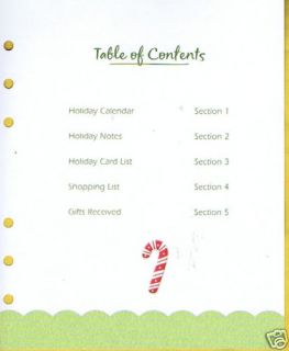   Complete Interior Pages of Holiday Planner   Fit Deluxe Address Books