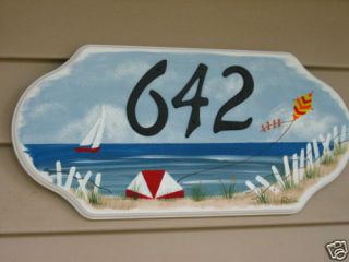 Hand Painted Address Plaque Sign Beach Decor Nautical