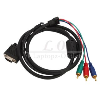   5M 5ft VGA to TV 3 RCA Component AV Adapter Cable for PC Laptop
