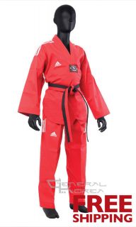 160 Adidas Red Taekwondo Uniform Student Poom Size 2