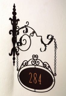 Address Sign Bracket with Italian Gold Numbers