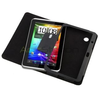 For HTC Flyer Tablet Black Leather Case Smart Cover Pouch
