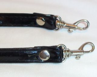Handbag Replacement Strap Black Patent Leather Silver Clips 48 Long 