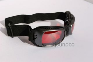   Motorcycle Goggles Gray Red Lens Sunglasses Adjustable Strap Anti Fog