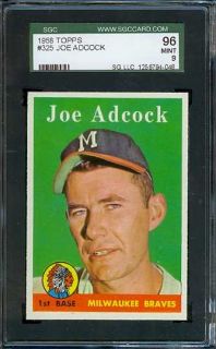   1958 topps 325 joe adcock braves sgc 96 mint shipping and payment u