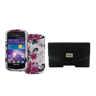 Empire Purple Flower Hard Rubberized Case Cover Side Pouch for Samsung 