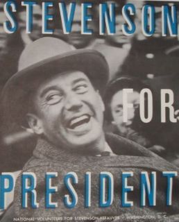 Adlai Stevenson Political Campaign Poster 1956