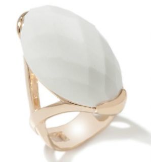 Technibond Checkerboard Cut Oval White Agate Ring Size 8 $59
