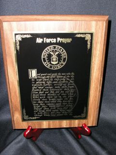 US Air Force Prayer Laser Engraved Gift Plaque 8 x 10