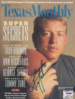 Troy Aikman Signed 4 93 Texas Monthly Magazine PSA DNA
